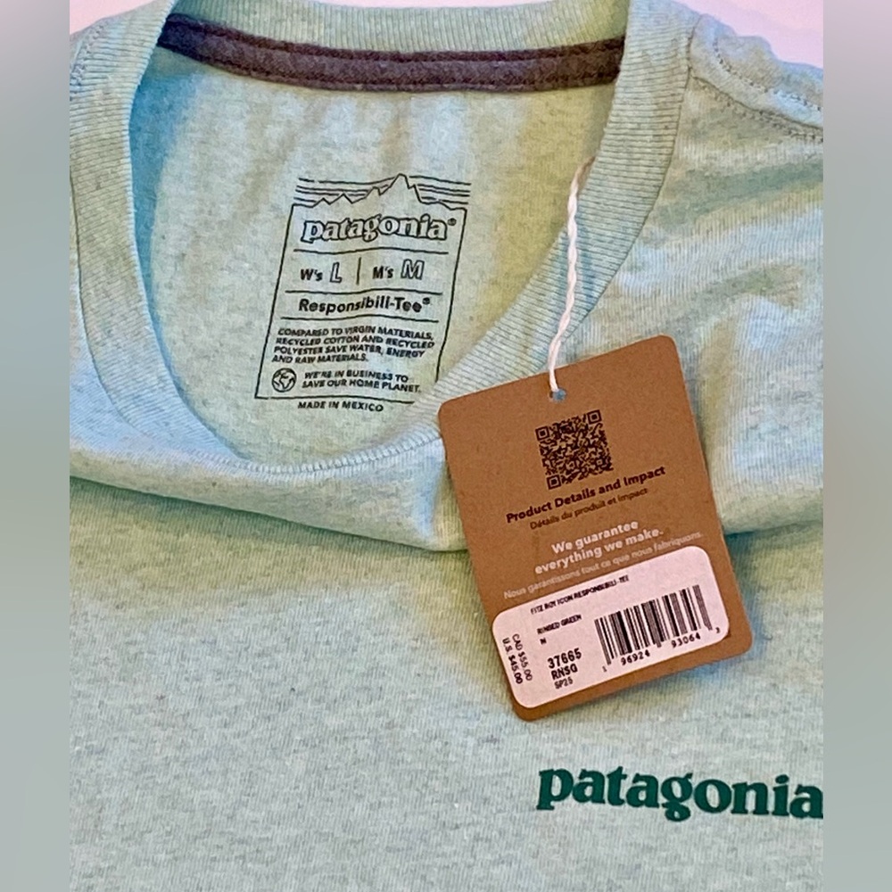 Patagonia Adult Fitz Roy Icon Responsibili-Tee T-Shirt szMedium NWT rinsed green - Picture 5 of 8